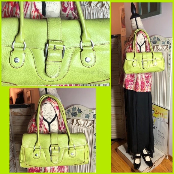 MICHAEL KORS CHARTREUSE GREEN PEBBLED LEATHER BAG - Picture 2 of 16